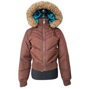 DKNY Women's Active Vintage Y2K Brown Puffer Jacket, Size XS